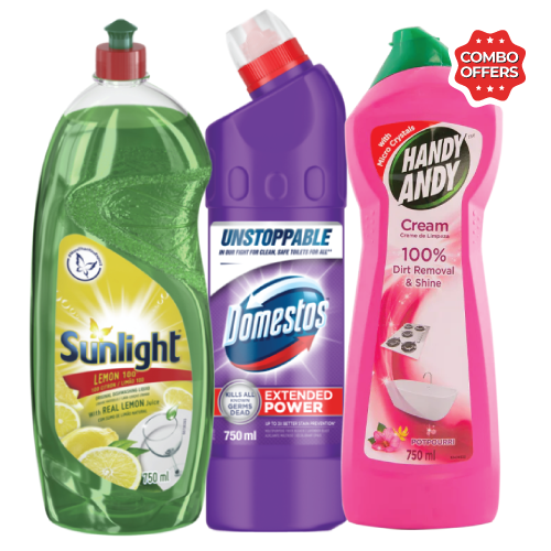 Combo Handy Andy+Domestos+Sunlight Liquid 750ml