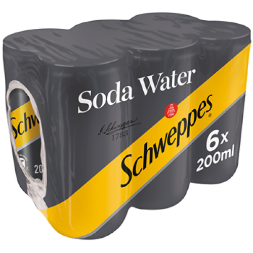 Schweppes Soda Water Cans 6x200ml