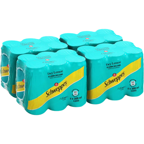 Schweppes Dry Lemon Soft Drink Cans 4x6x300ml