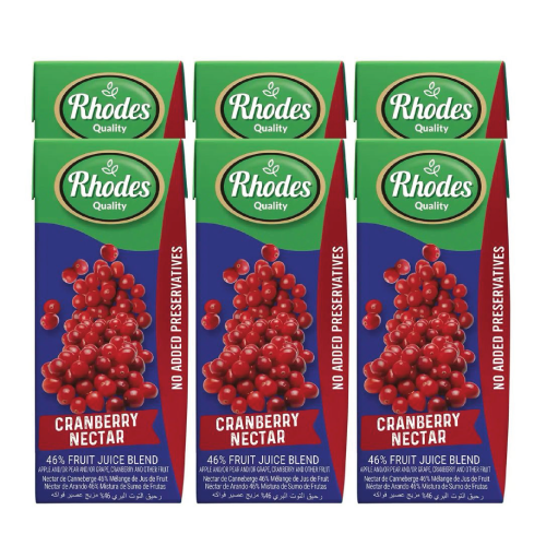 Rhodes Nectar Juice  Cranberry 6x200ml