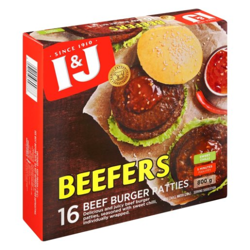 I&J Beefers Burger Sweet Chilli 800g