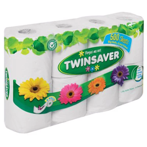 Twinsaver 1 Ply Toilet Rolls 8's 500 Sheets