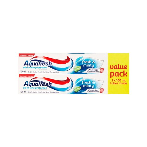 Aquafresh Fresh &Minty 2 x 100ml  Value Pack