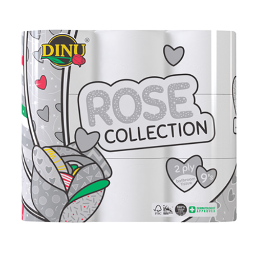 Dinu Rose Collection Toilet Paper White 2ply 9's