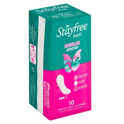 Stayfree Maxi Pads Unscented without Wings 4x10's