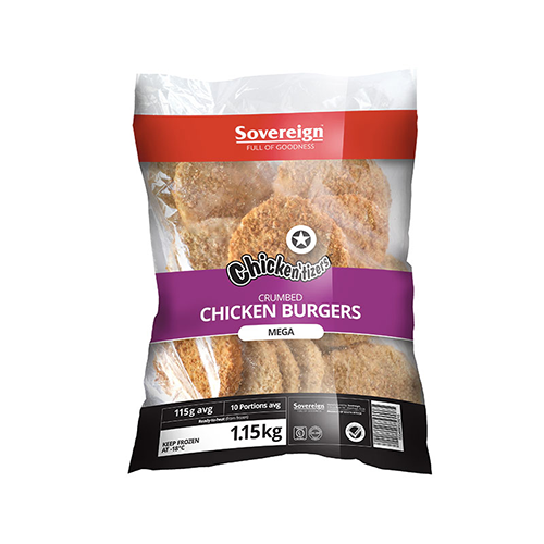 Sovereign Chicken'Tizers Crumbed Burgers 1.15kg