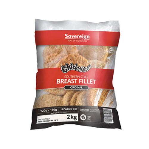 Sovereign Chicken'Tizers Crumbed Chicken Breast Burger Fillets Original 2kg