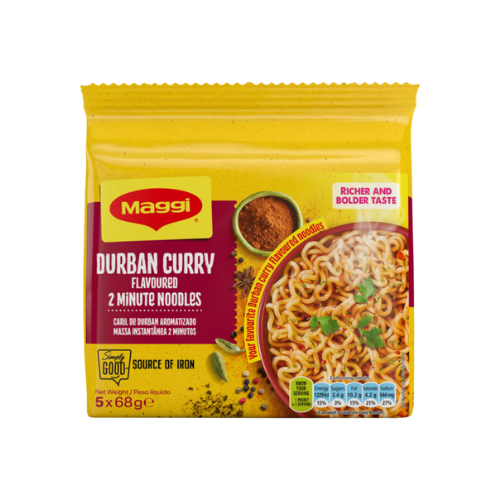 Maggi 2 Minute Noodles Durban Curry Flavour 5x68g