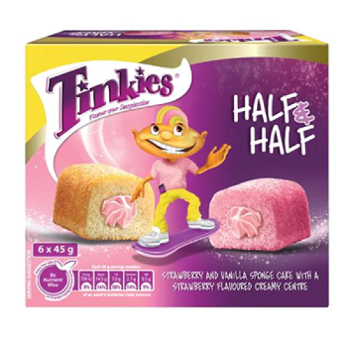 Tinkies Half & Half Strawberry & Vanilla Flavoured Creamy Sponge Cakes 6's