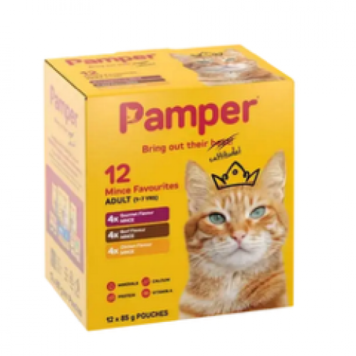 Pamper Mince Favourites  12 x 85g (Gourmet, Beef & Chicken)