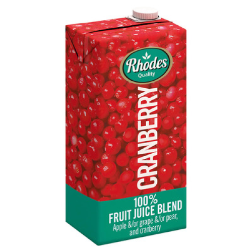 Rhodes 100% Cranberry Fruit Juice 1lt