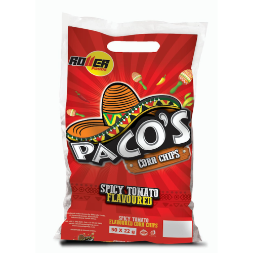 Paco's Corn Chips Spicy Tomato 50x22g