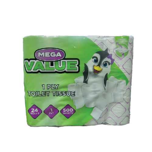 Mega Value Toilet Paper 1py 500 sheets 24's