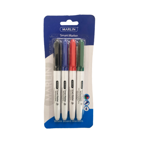 Marlin  Jumbo White Board Markers 4s Black, Blue, Red & Green