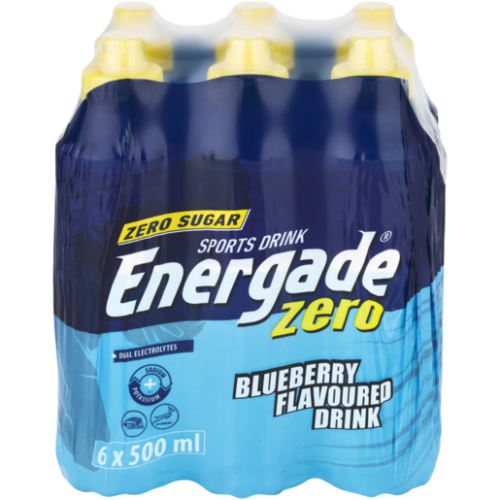 Energade Zero Blueberry Flavoured Sports Drink 6x500ml