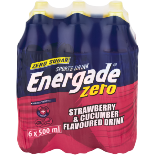 Energade Zero Strawberry & Cucumber Flavoured Sports Drink 6x500ml