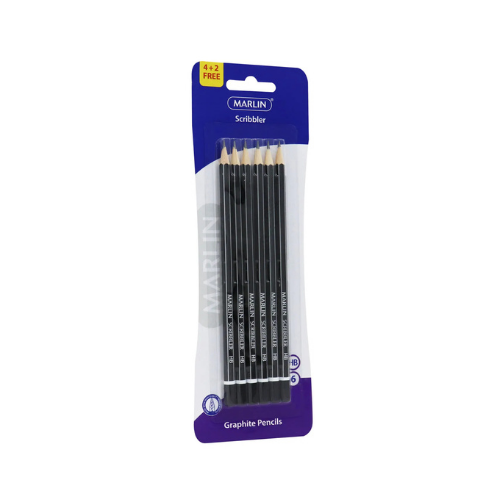 Marlin Scribbler HB Pencils Wood Free 6s