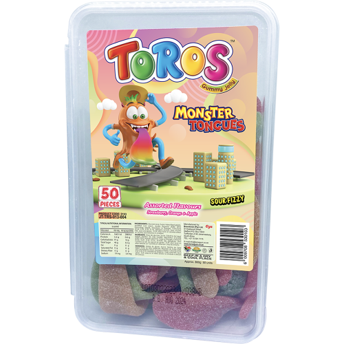 Toros Tub Monster Tongues Sour Assorted 50's