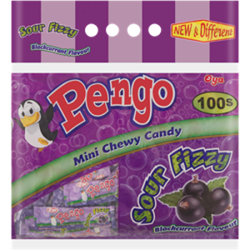 Pengo Sour Fizzy Mini Chews Blackcurrant 100's