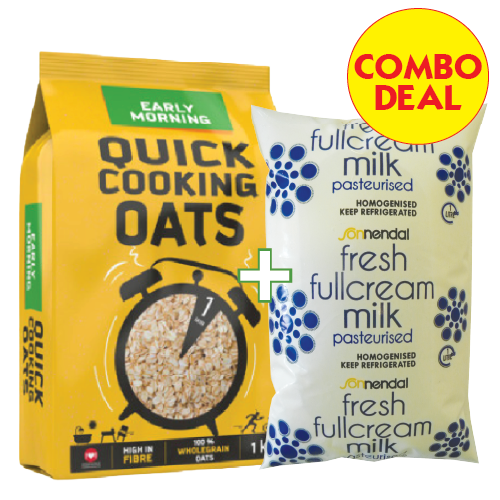 Combo Deal Early Morning Oats 1kg & Sonnendal Full Cream Milk 1lt