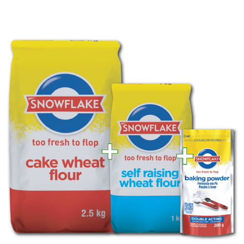 Snowflake Cake Flour 2.5k, Self Raising Flour 1kg Baking Powder 200g