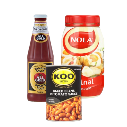 All Gold Tomato Sauce 700ml, Nolo Mayonnaise 750g, Koo Bake Beans 400g