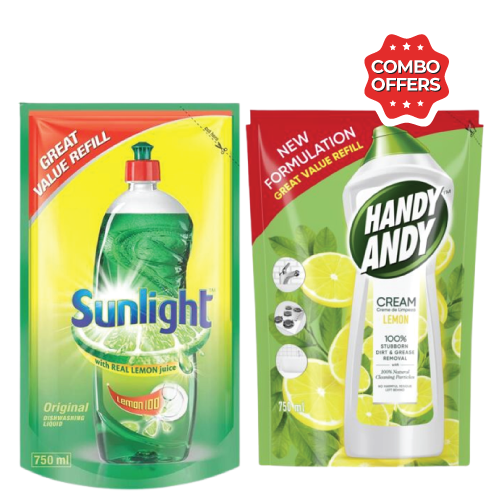 Combo Deal Handy Andy Pouch 750ml & Sunlight Dishwashing Liquid 750ml