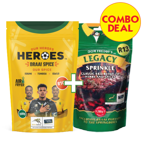 Combo Deal Legacy Sprinkle spice 200g or Heros Braai Spice 200g Any 2