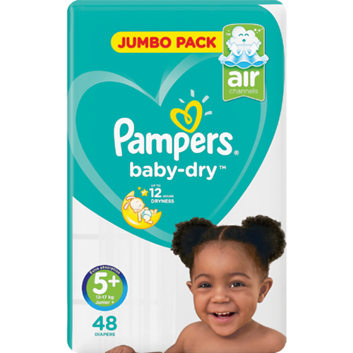 Pampers Baby-Dry Size 5+ Jumbo Pack 48's