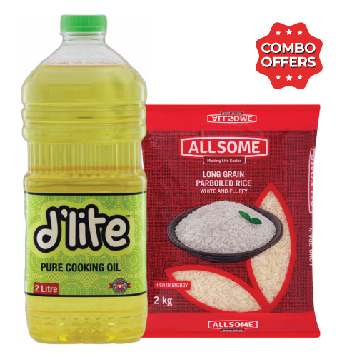 1 x D Lite Cooking Oil 2lt + 2 x Allsome Rice 2kg