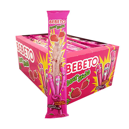 Bebeto Sour Sticks Strawberry 24's